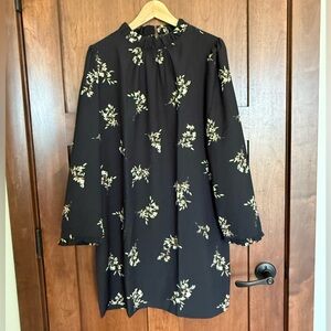 J.Crew Floral Black Long Sleeve Dress - size 10